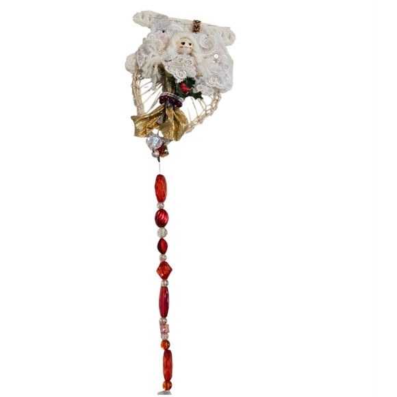 Hand Crafted Holiday Garland Crochet Angel Christmas Ornamets handmade lights up - Picture 10 of 17